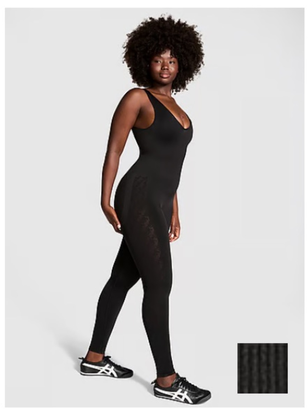NWT Victoria’s Secret Pink Seamless Plunge Black Workout Jumpsuit Size M